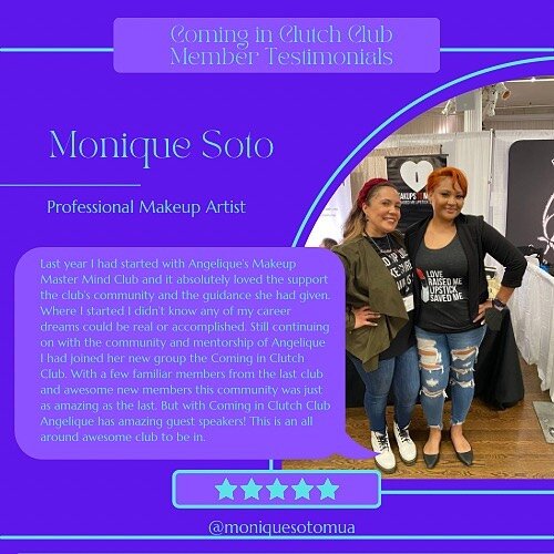 📣📣It&rsquo;s the Coming in Clutch Club&rsquo;s Birthday Month!! 🥳🎂🎉! To celebrate we will be sharing testimonials of our club members all month long so you can see what their experience has been like. Check out Club member @moniquesotomua &lsquo