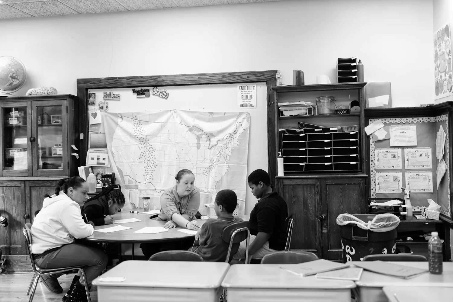 Rebecca Zacherl, 30, middle, is a sixth-grade teacher at Dr. Walter Cooper Academy, also known as Public School #10, in Rochester, N.Y. The Rochester City School District is the poorest large urban district in New York State. As of 2014, only 43.4% of its students graduated on time. 