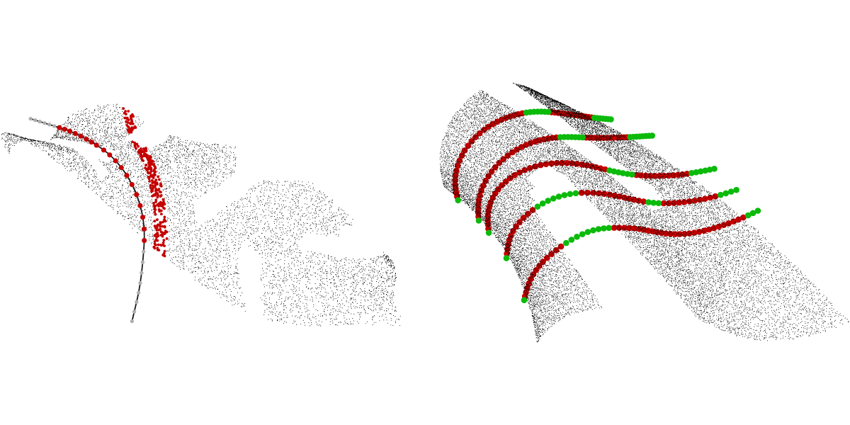 Automatic Fitting of 3D NURBS curve sections for incomplete data 