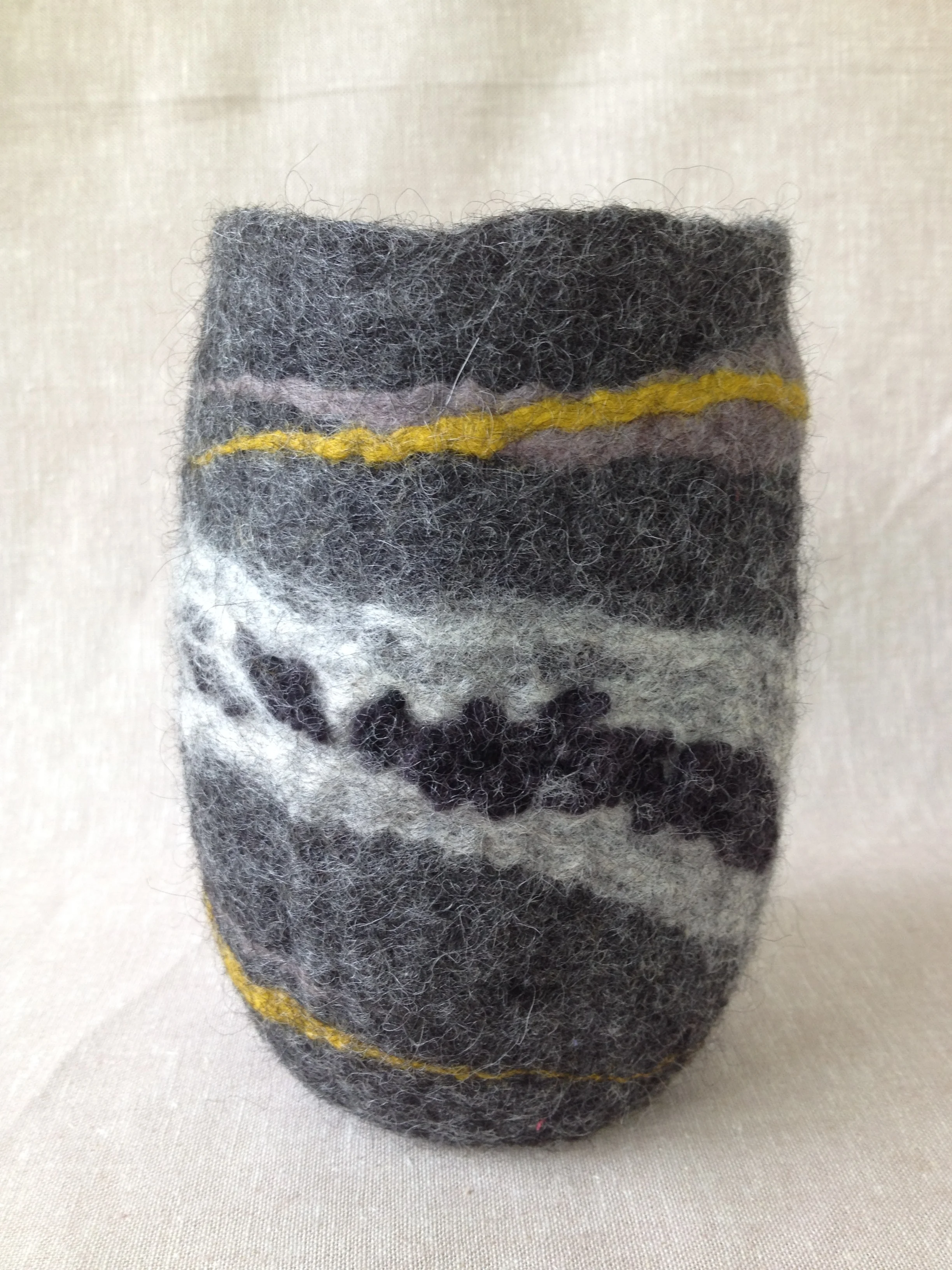 Felted vessel. Size, color, shape, cost vary.