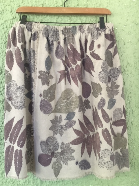 Silk noil skirt, eco printed.