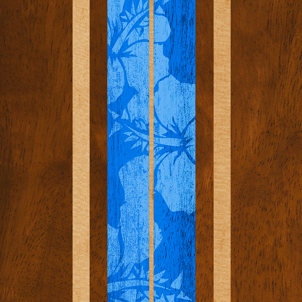 Haleiwa Hawaiian Faux Koa Wood Surfboard - Ocean Blue