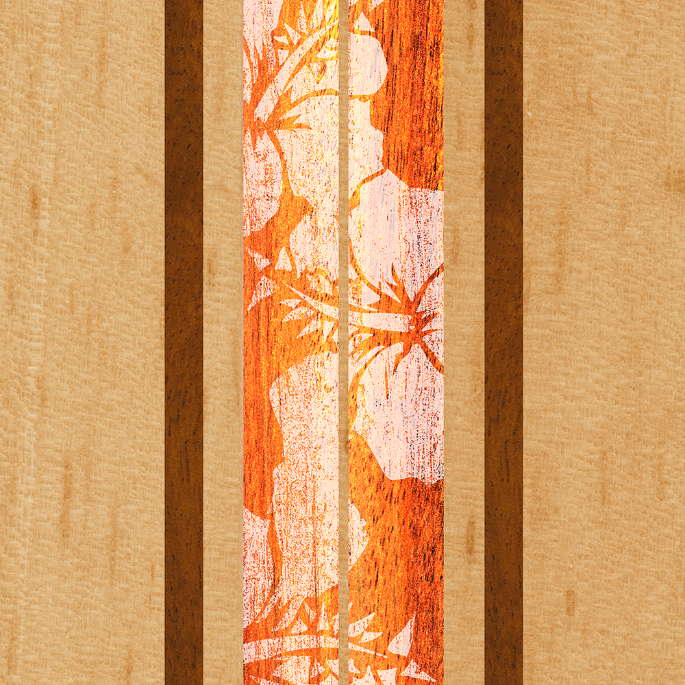 Haleiwa Hawaiian Faux Maple Wood Surfboard - Orange