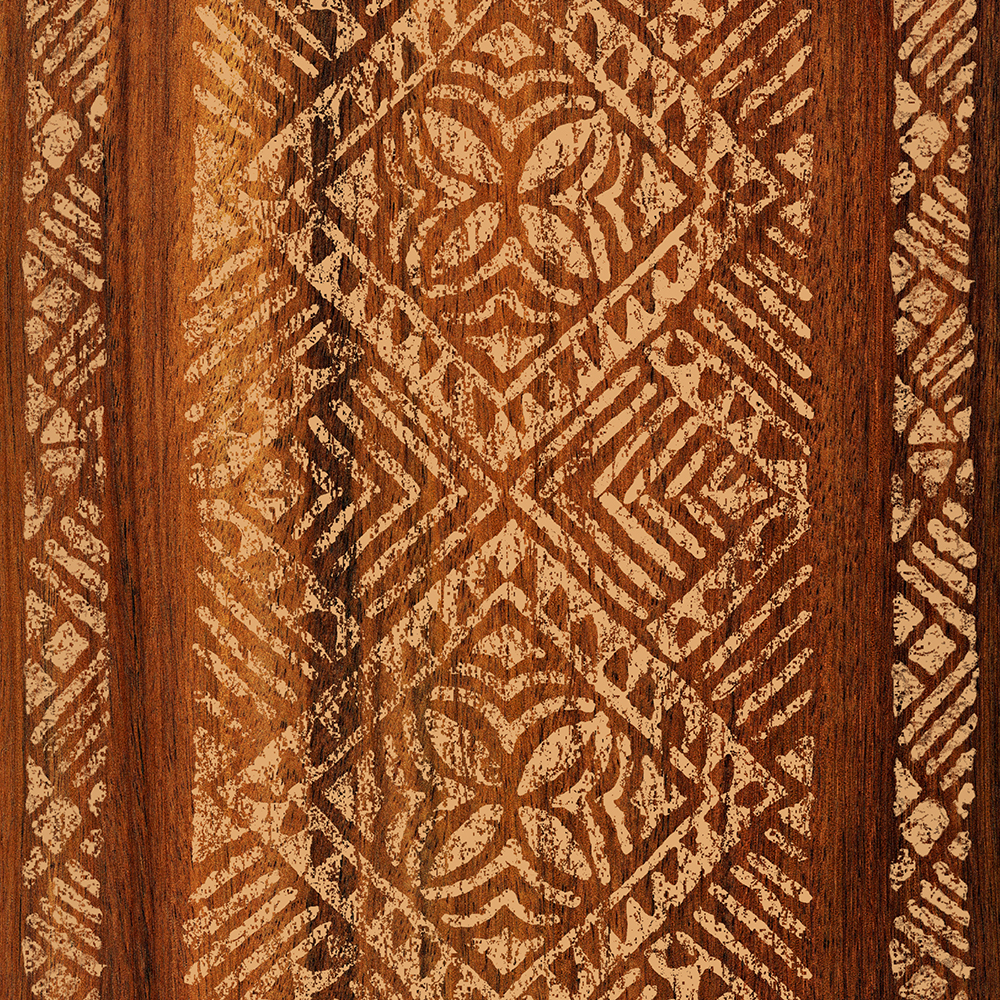 Samoan Tapa Faux Koa Wood Surfboard