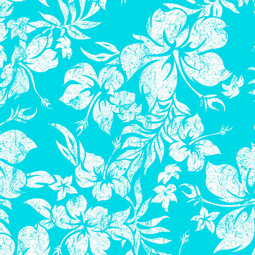 Hibiscus Pareau Hawaiian Vintage Aloha Shirt Print - Turquoise