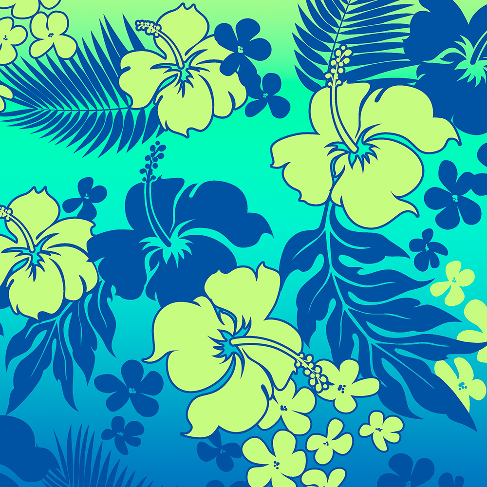 Kona Blend Hawaiian Hibiscus Aloha Shirt Print- Turquoise