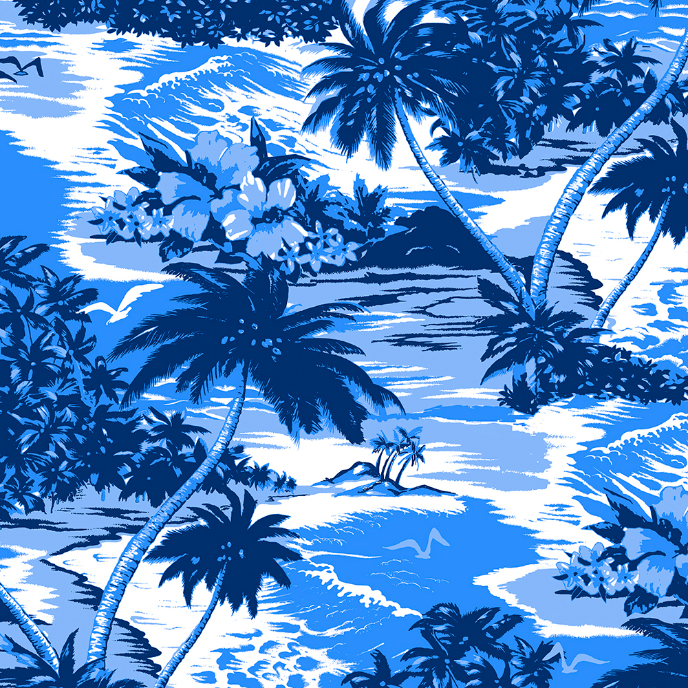 Napili Bay Scenic Hawaiian Aloha Shirt Print - Blue