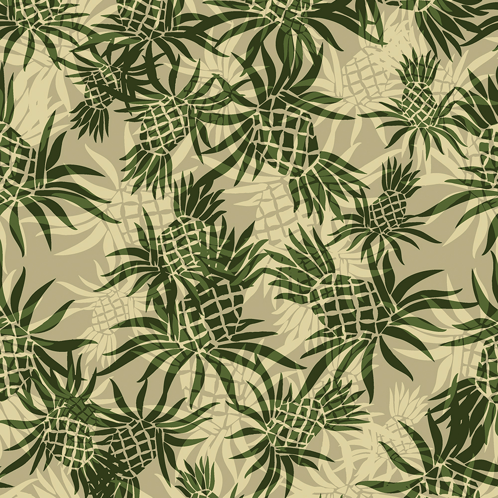 Pineapple Camo Hawaiian Aloha Shirt Print- Khaki and Olive