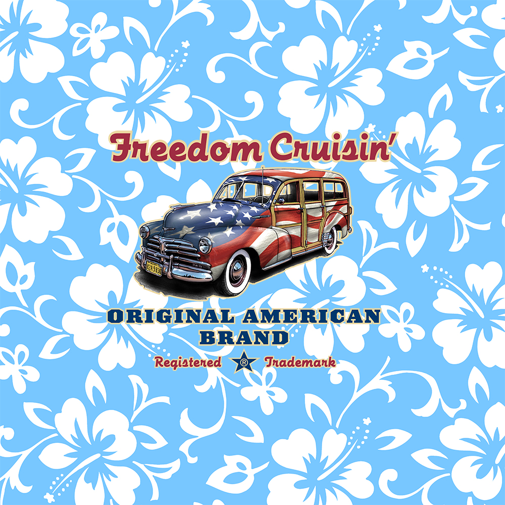 Freedom Cruisin' Patriotic Hawaiian Surf Woody - Sky Blue