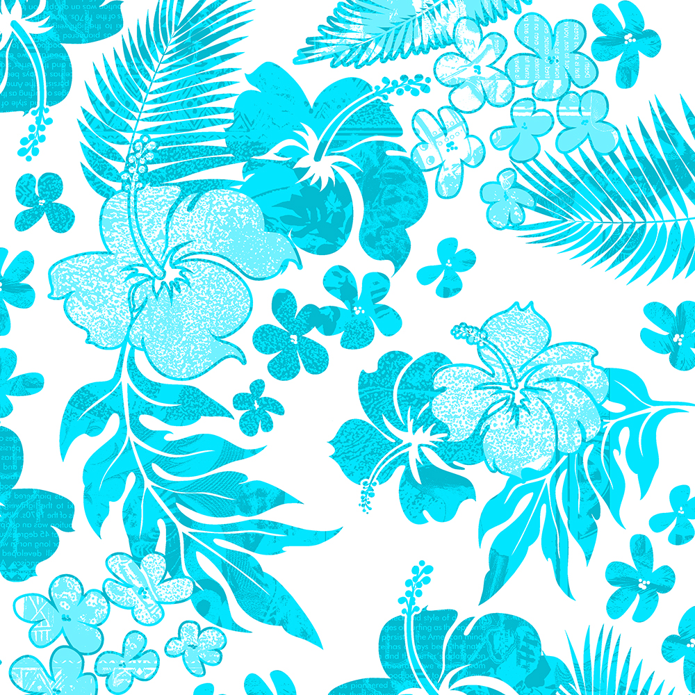 Kona Times Hibiscus Hawaiian Print - Aqua