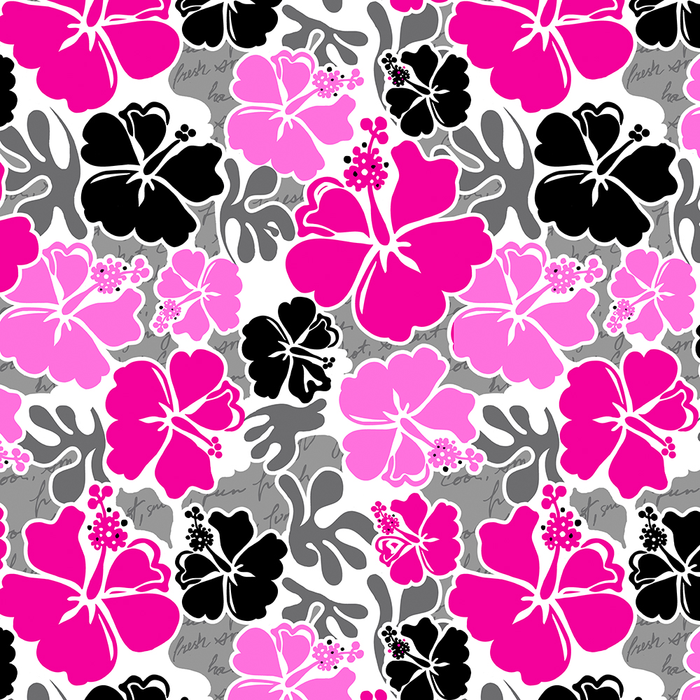 Akahai Hawaiian Hibiscus Tropical Floral - Pink and Black