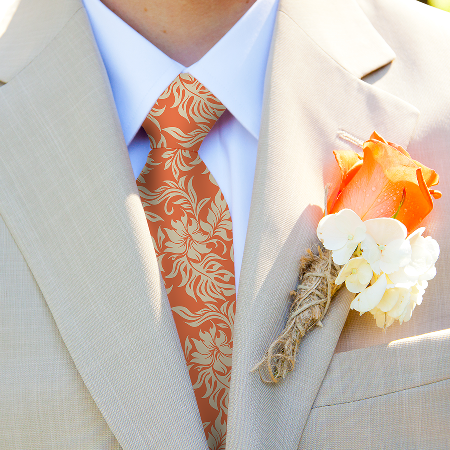 Custom Hawaiian neckties for your groom and wedding groomsmen.