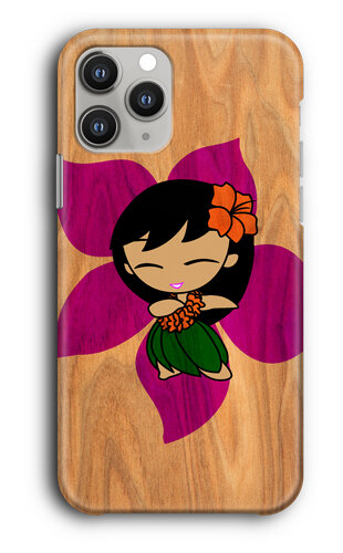 Fluff Aloha Hawaiian Hula Dance Girl and Monkey Metal ID Mirror Case