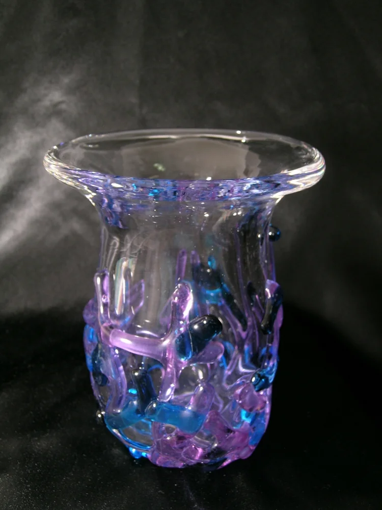 Coral Web wrapped Blown Glass Vessel