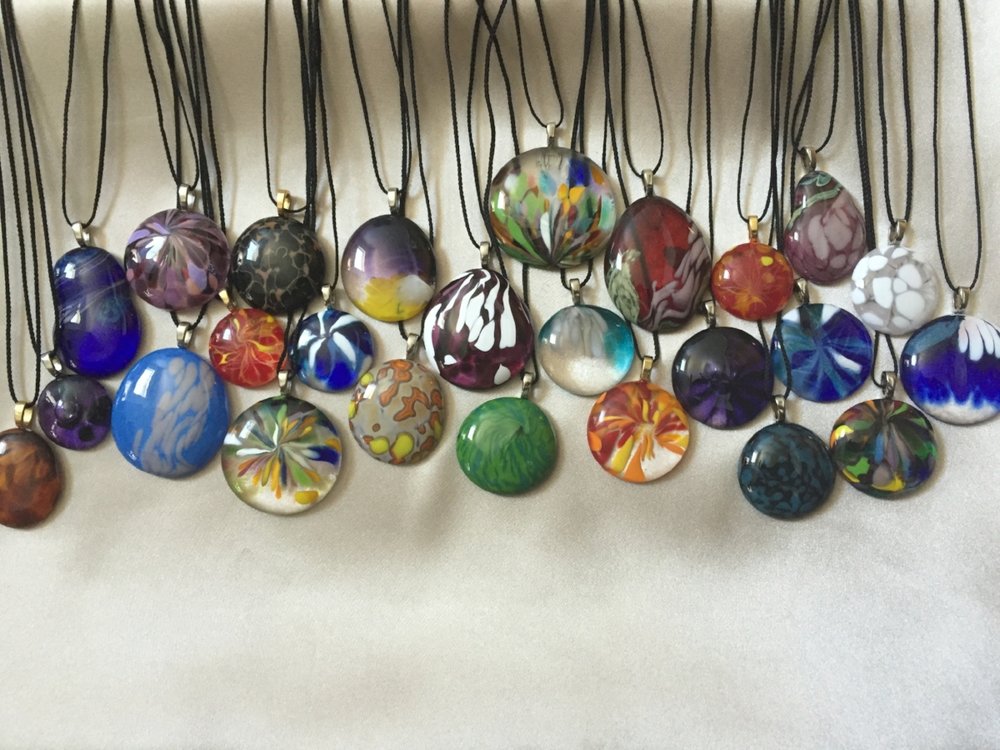 Pendants made from Hot Glass remnants.