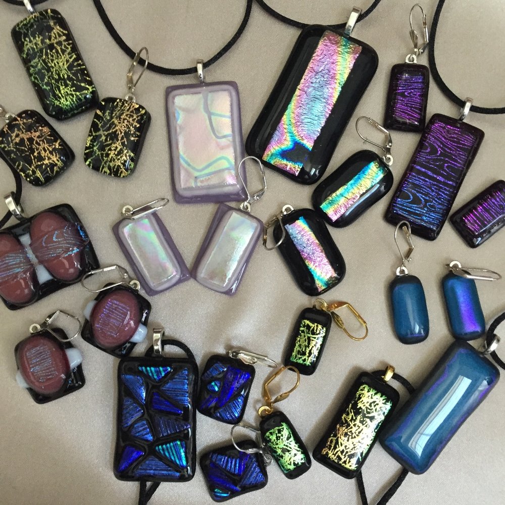 Fused glass Earring and Pendant Jewelry Sets