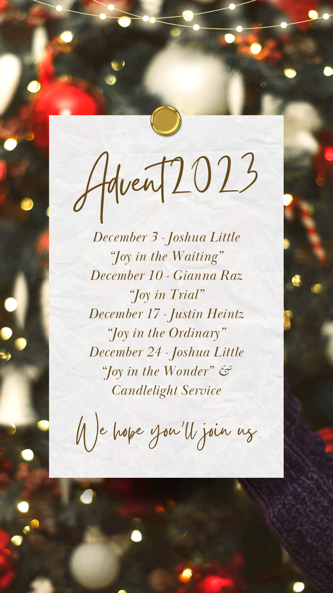 Advent Week 1: Joy in the Waiting // Joshua Little (12/3/23)