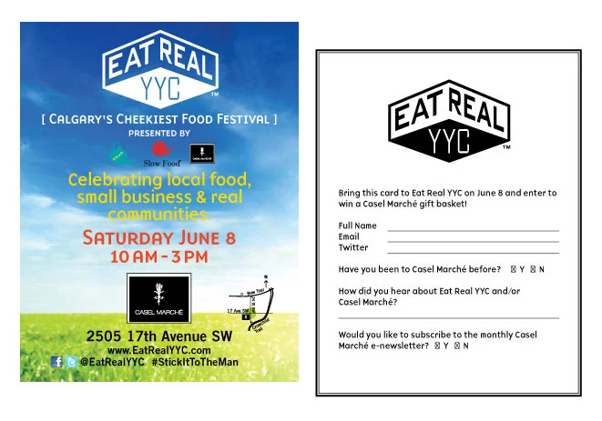 Postcards sent to surrounding communities before the Eat Real YYC street food festival.