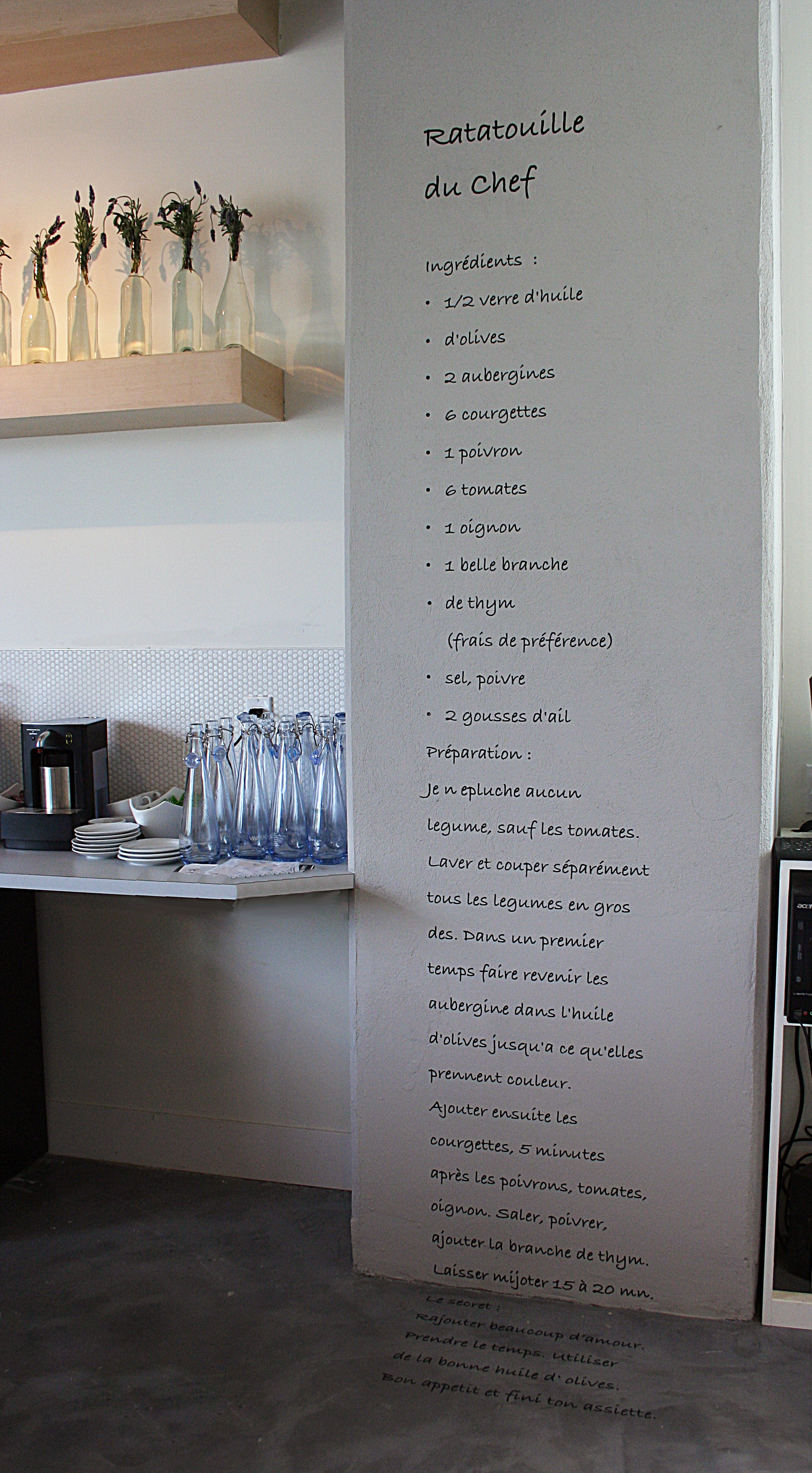 Wall decal of recipe