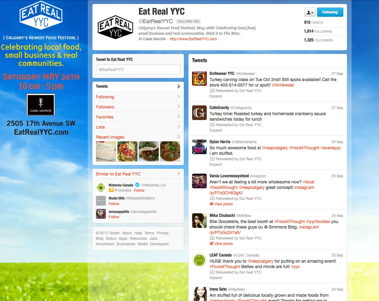 Eat Real YYC twitter page