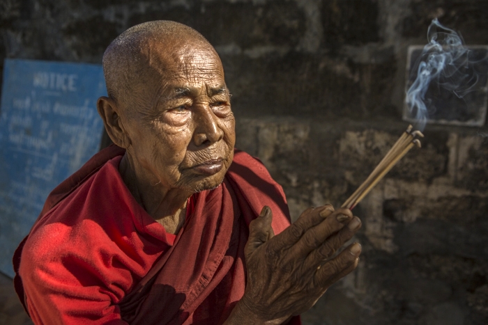 Elderly Monk, Mrauk U, Myanmar