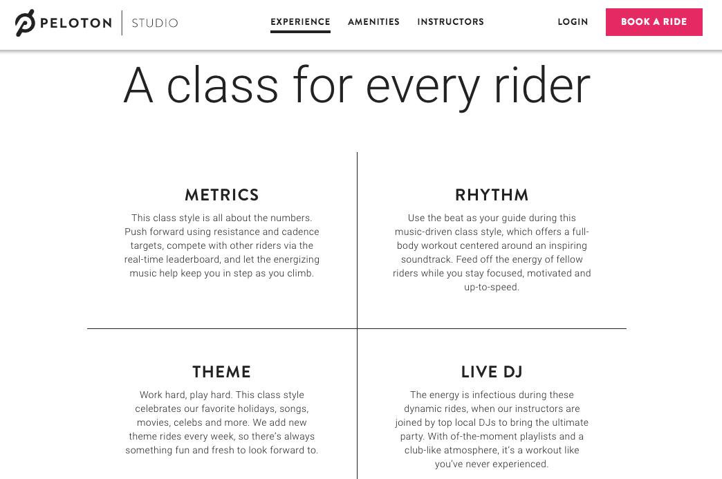 Peloton prides itself on its diversity of class types, since boredom is the enemy of fitness. 
