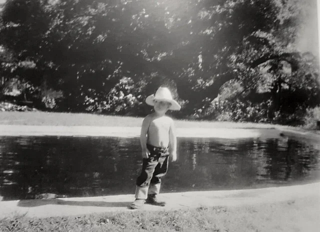 Johnnie Dole by the Hollister House swimming pool, sometime in the 1960s