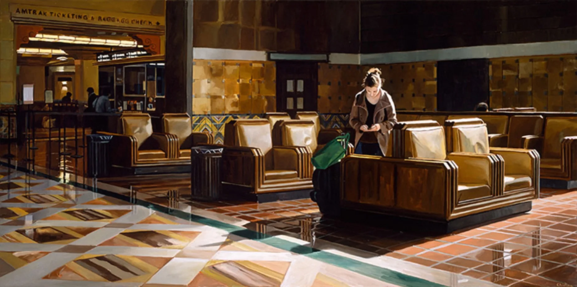 Girl with Cell Phone, Union Station, 24x48 (2013)
