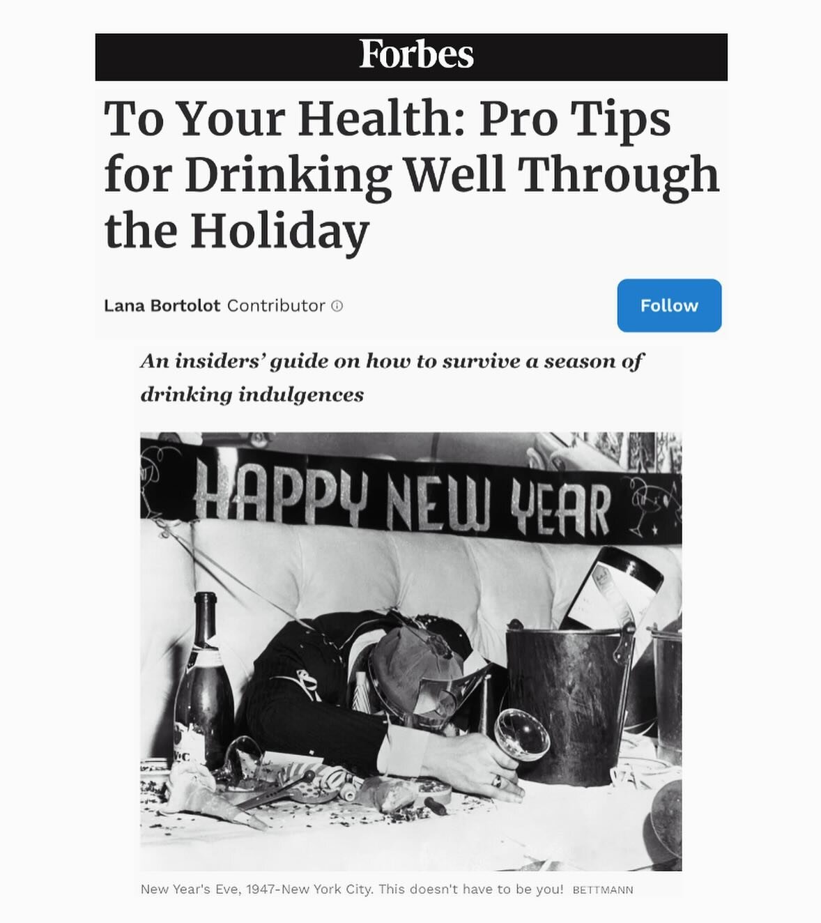 We're proud to be featured alongside ABG community members @amy_c_gross and @smithstorywines in an article published on @forbes focusing on resetting your mind and body, and drinking well this holiday season. 🥂

To navigate this season of indulgence