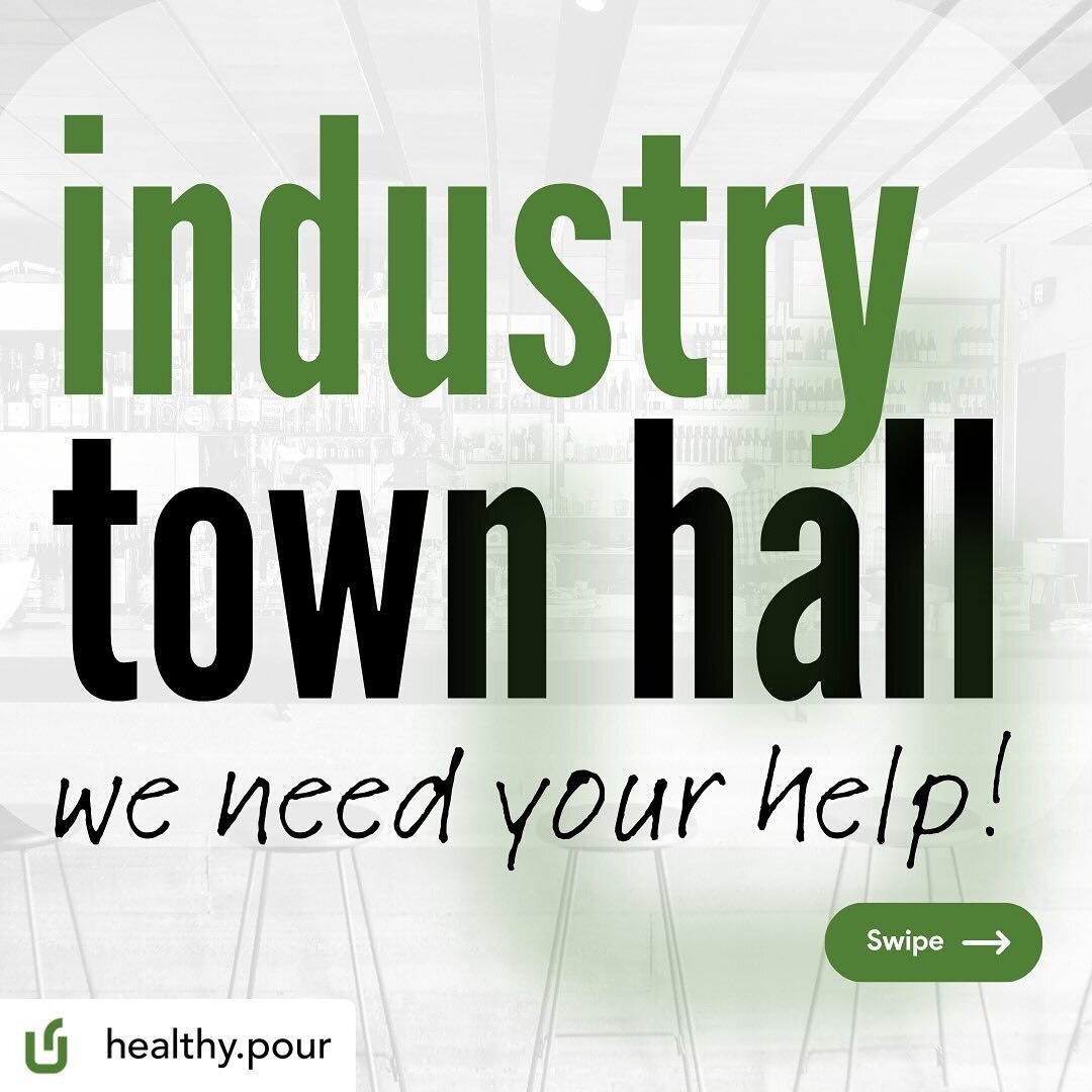 💥💥 HELP US HELP OUR COMMUNITY 💥💥

The team at @healthy.pour are planning an Industry Town Hall later this month focused on how to better serve the beverage, hospitality and culinary industry.
We need your voices so read more and sign up. 

See yo