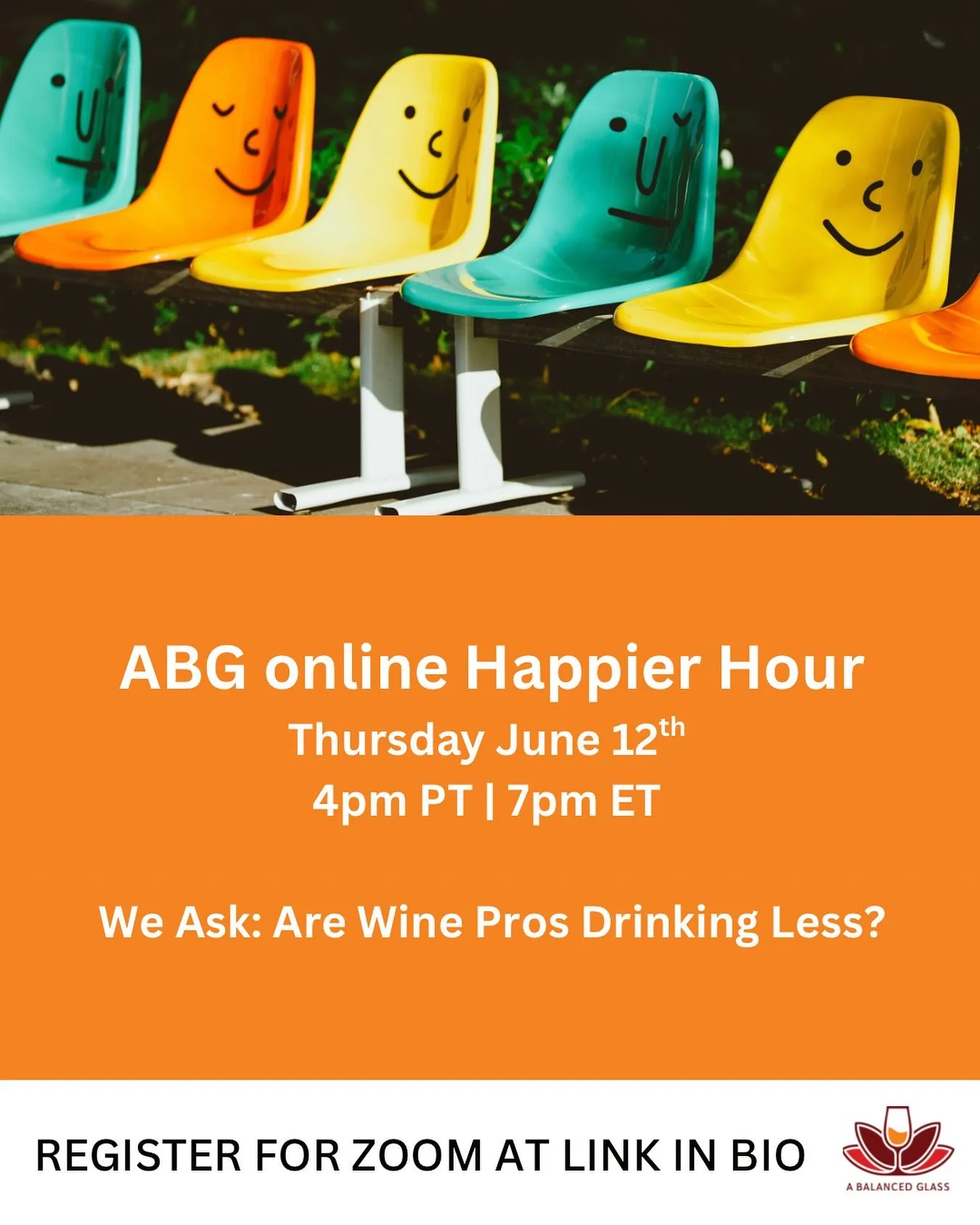 ✨ Join us for our next Happier Hour ✨
🗓 Thursday, June 12
🕓 4PM PT | 7PM ET | 10AM Friday AEST
📍Online via Zoom (link below)

This month we&rsquo;re opening the conversation around if our attitudes and habits as wine professionals around drinking 