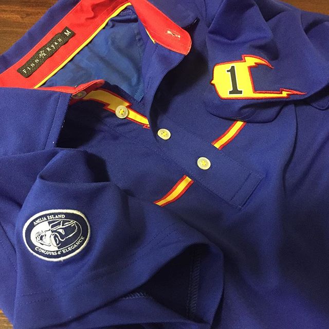 A little more detail from the "Johnny Lightning" Unser shirt. #ameliaislandconcours #finnryandesign