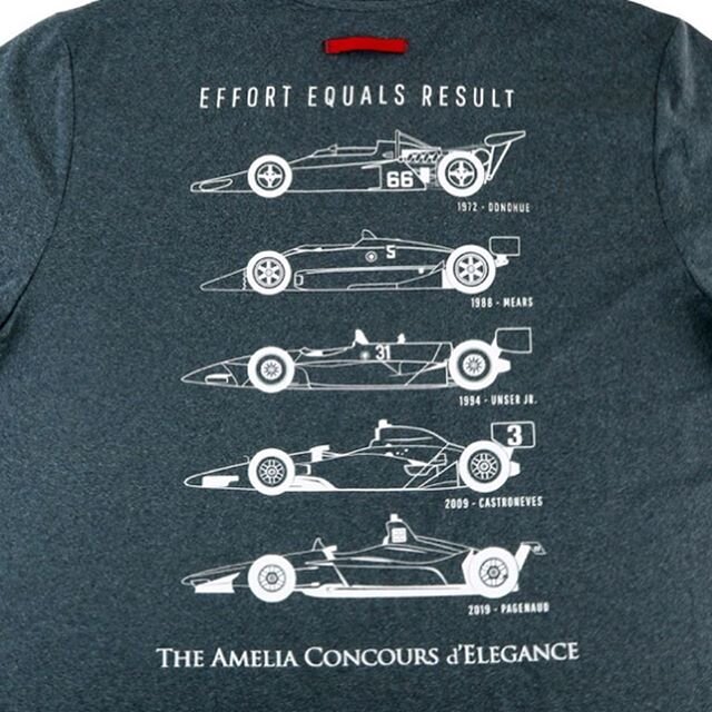 This Tech T-Shirt celebrates Roger Penske&rsquo;s Half Century of Winning at Indy.  Available now at Ameliaconcours.org. #finnryandesign #ameliaislandconcours #indianapolis500 #penske #rogerpenske
