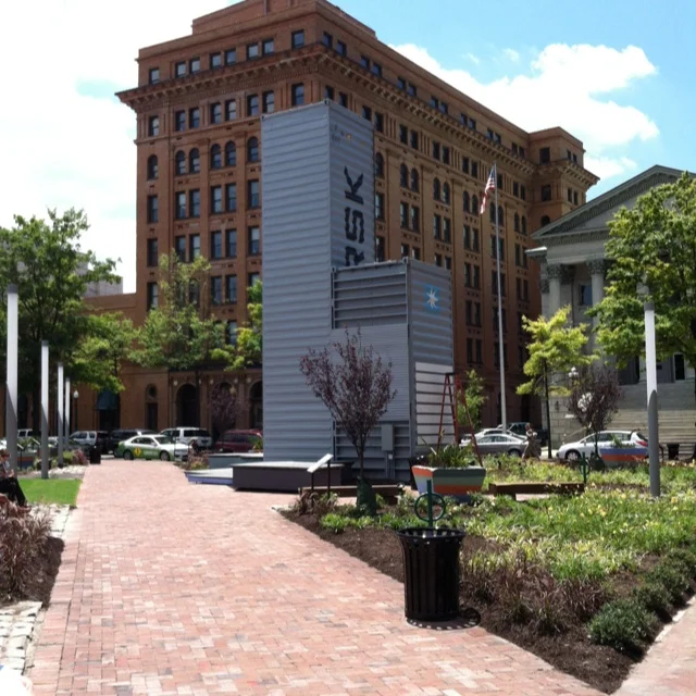 Maersk containers on display in downtown Norfolk, Virginia as works of art.