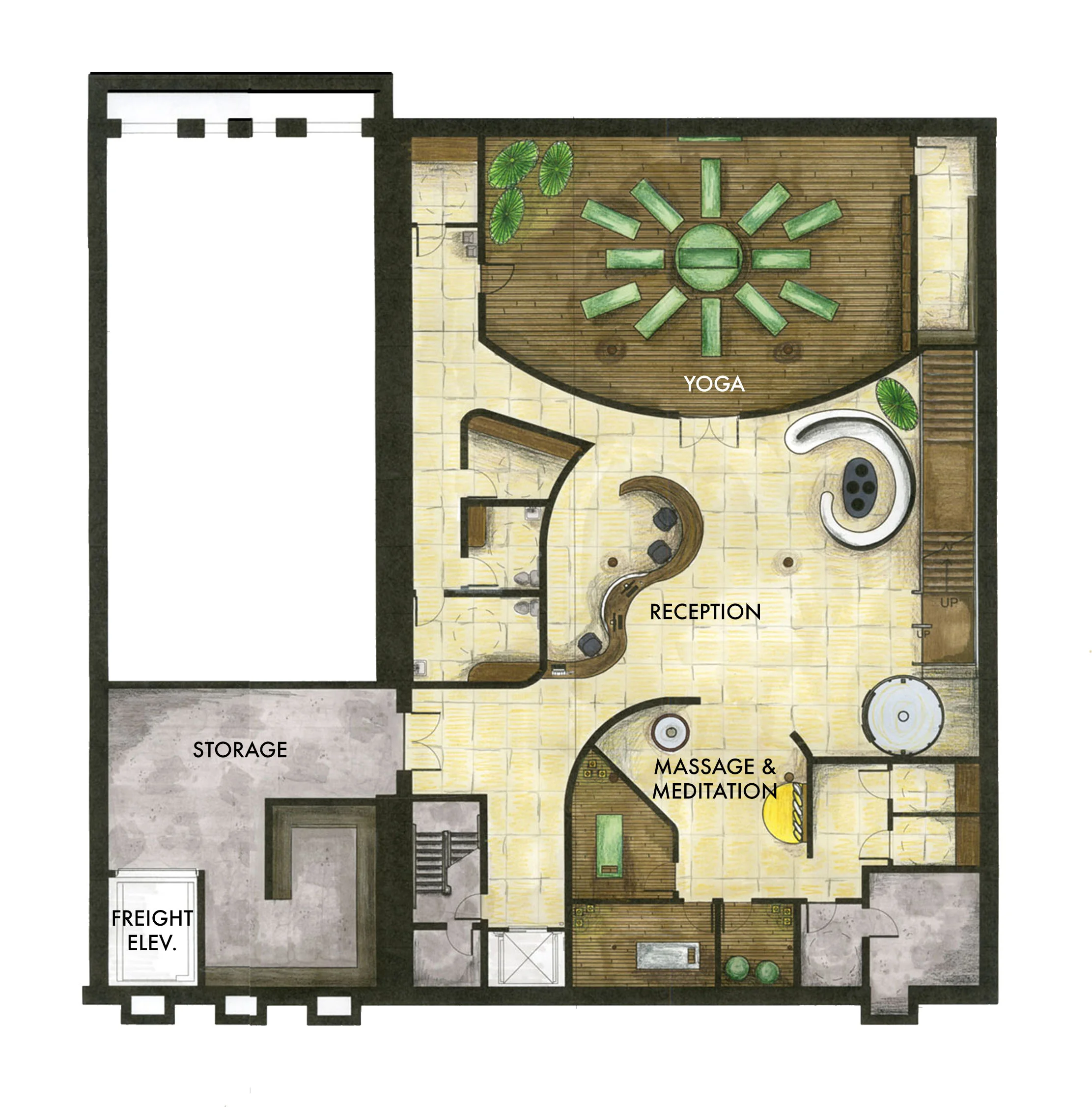 Basement floor furniture plan. ©2011 Caroline Ingalls.