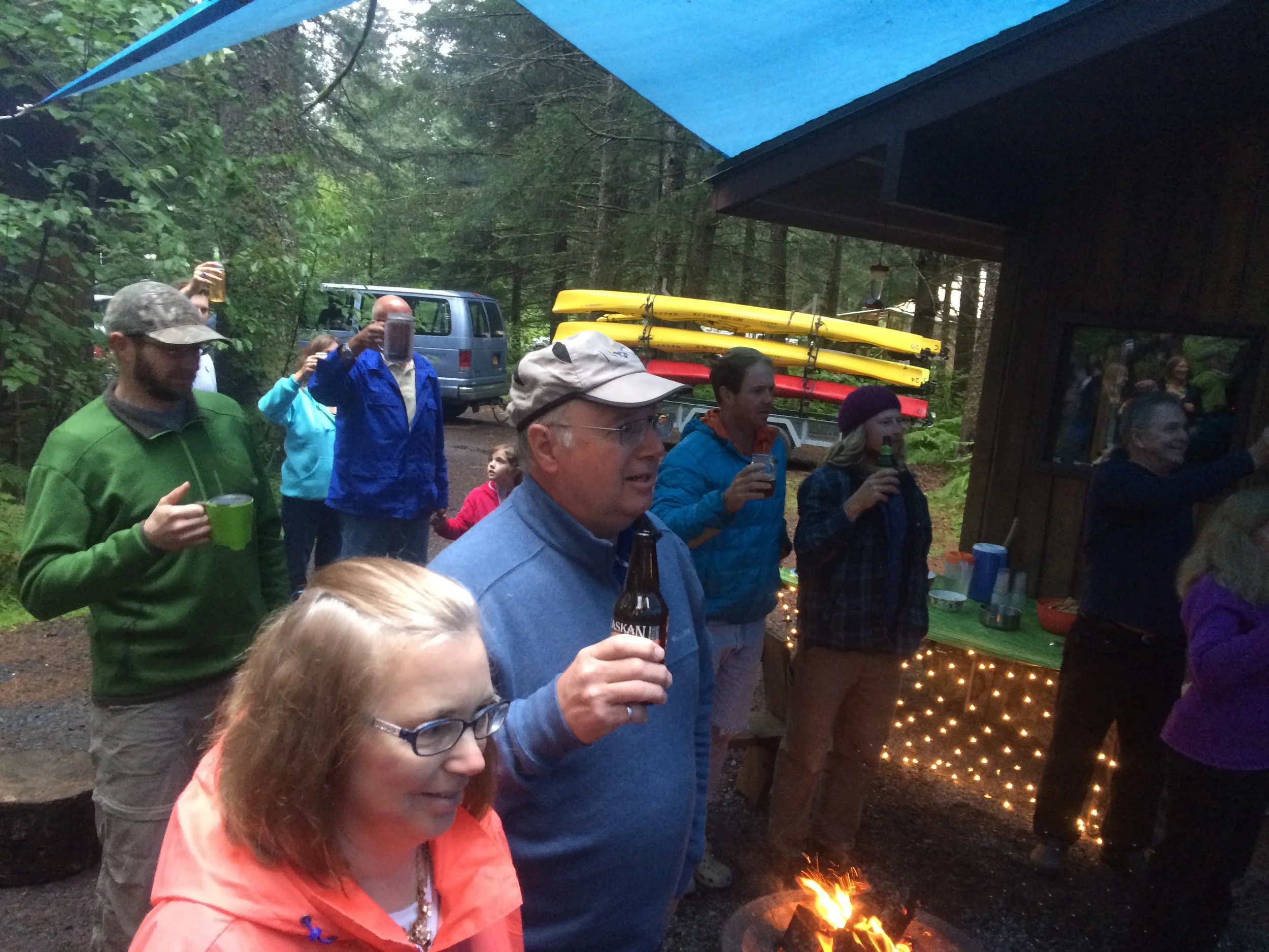 Lifting a glass at the annual Sunny Cove Polka Party