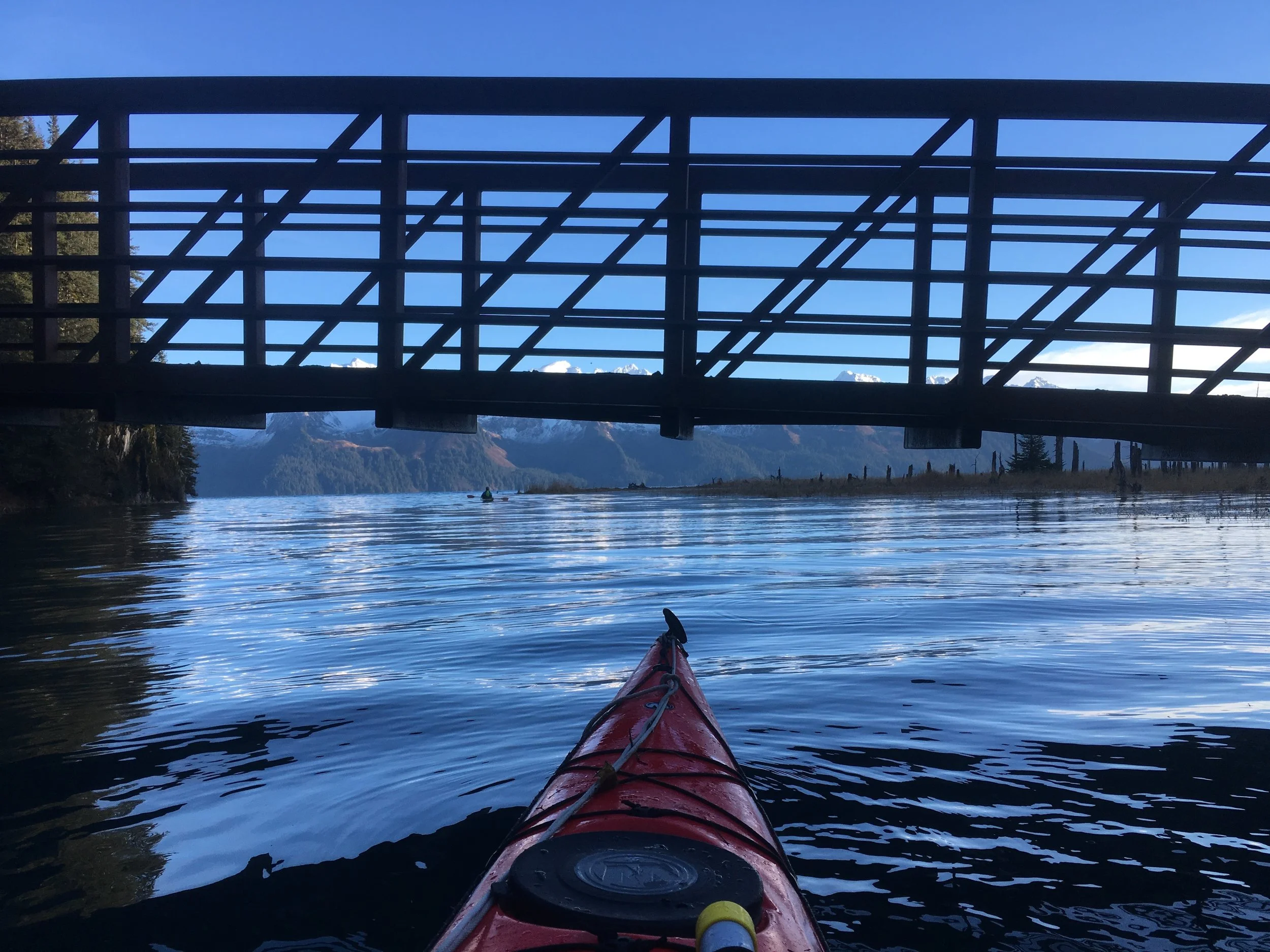 Have to duck just to fit under the bridge from the high tide.