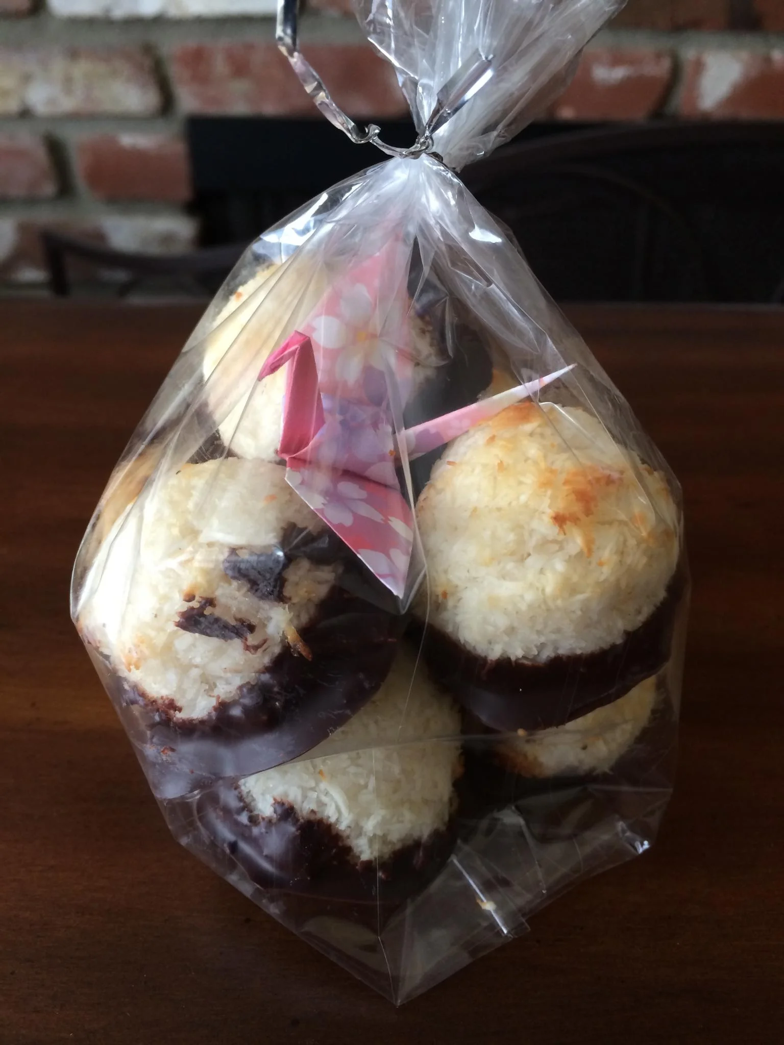 Chocolate dipped coconut macaroons