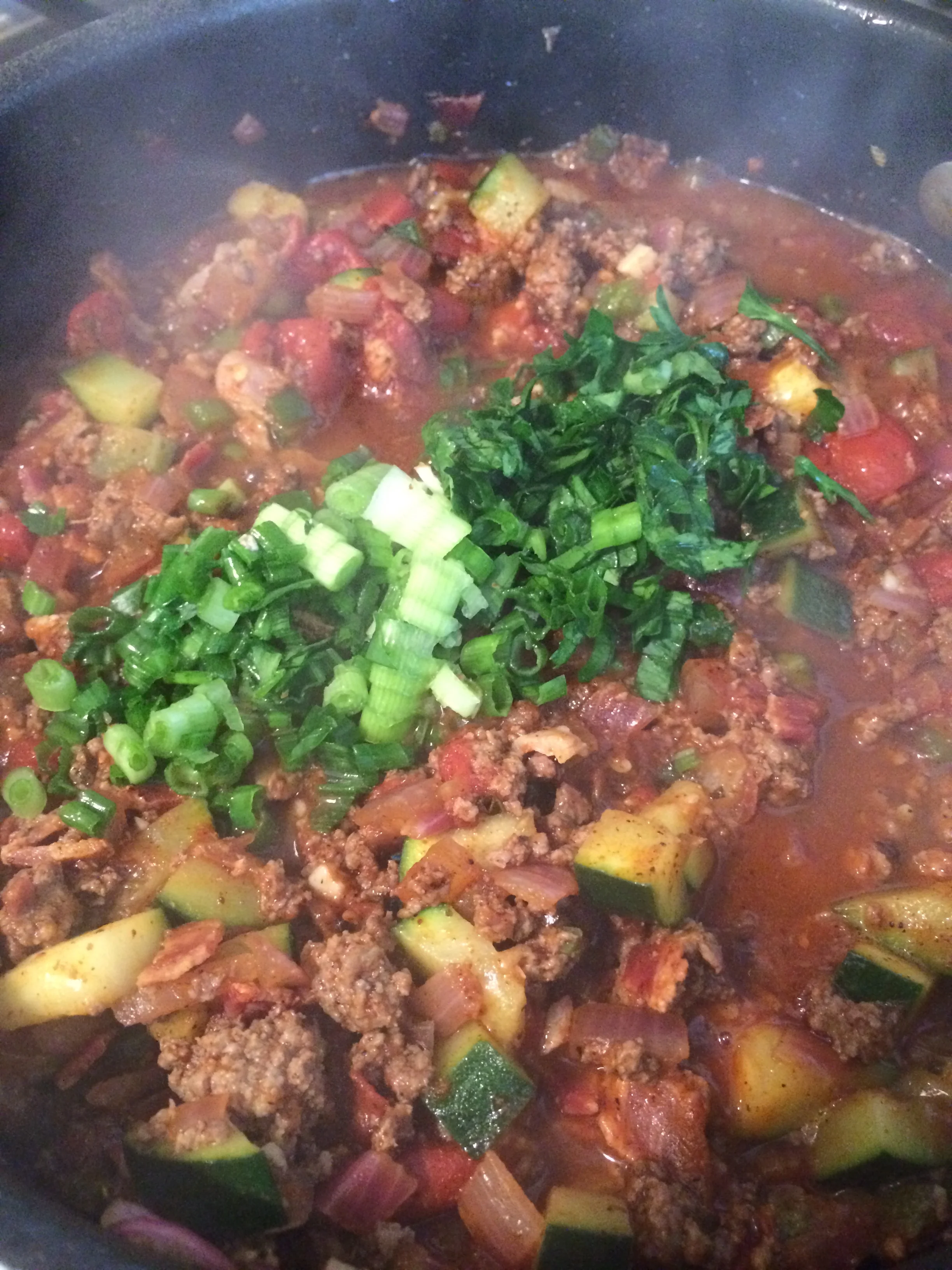 I added in Parsley and Green onions towards the end. 