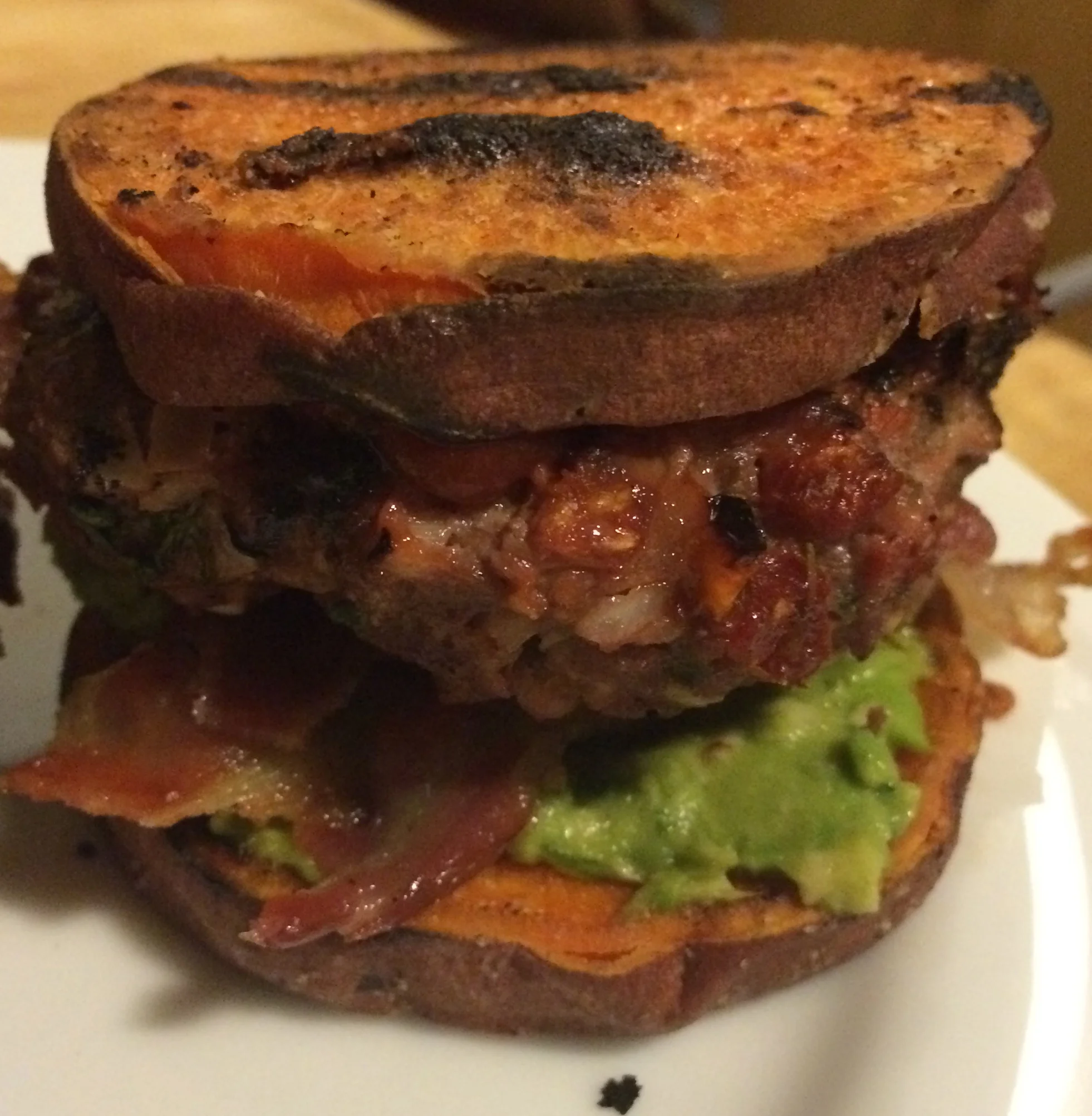 Sweet potato bison bacon sliders