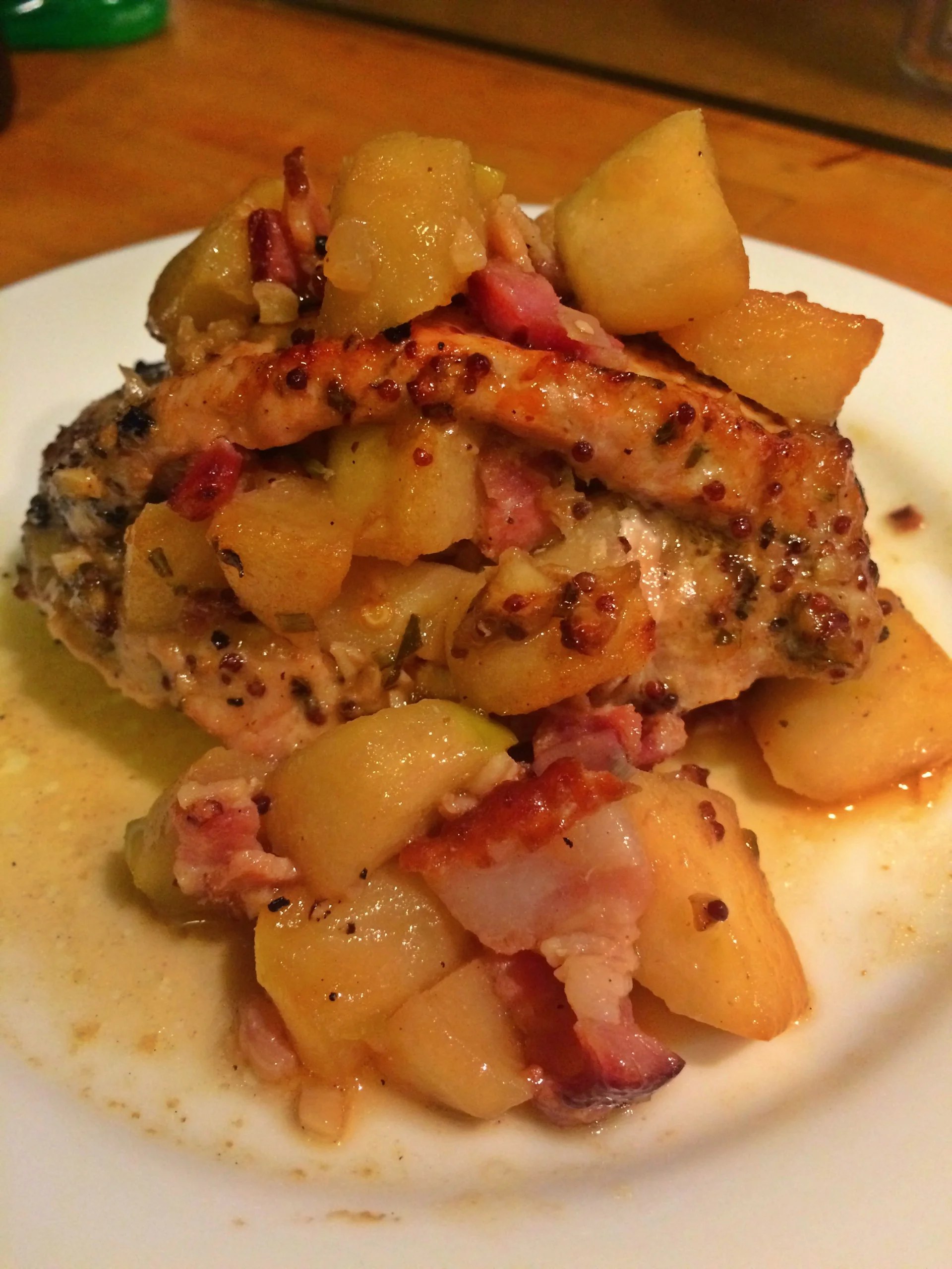 Apple and Bacon stuffed pork chops 