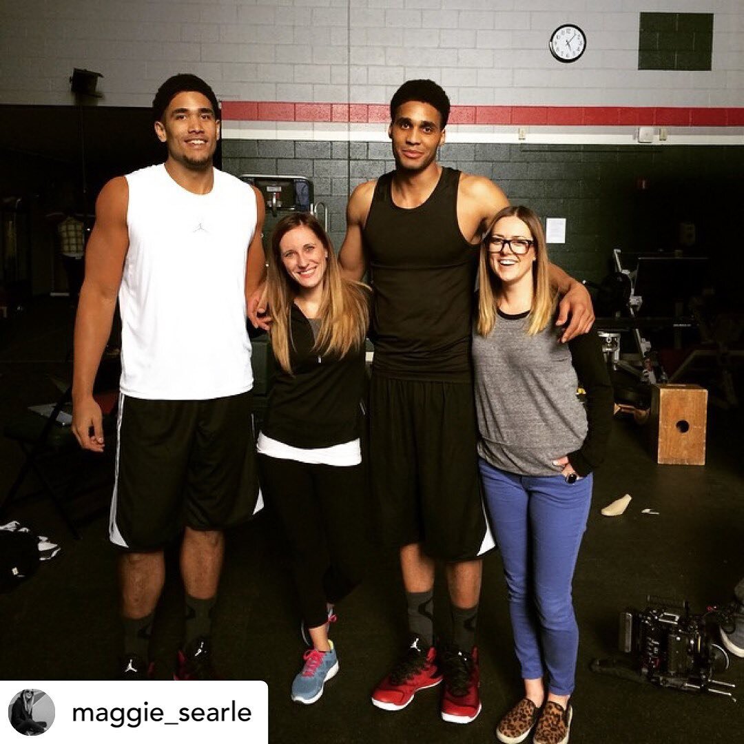 #TBT 

2015, Recover shoot with Jabari Parker and the Milwaukee Bucks. These where the two body doubles hired to be Jabari's legs 🦵🏾🦵🏾 because he was injured that season. So weird 😂 

 @maggie_searle HAHAHA. we are the opposite of tall. #milwauk