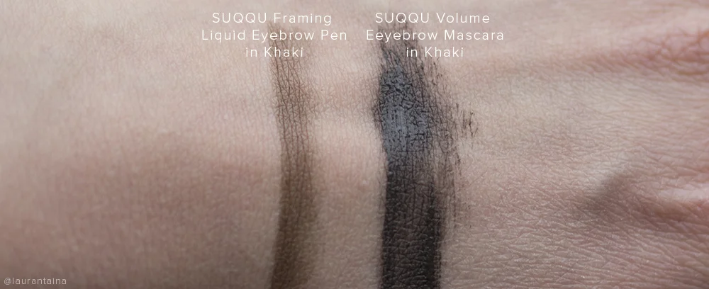 SUQQU Eyebrow Pen and SUQQU Eyebrow Mascara swatches (Khaki)
