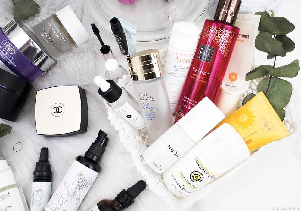 Flatlay - Skincare and Makeup Empties of 2018