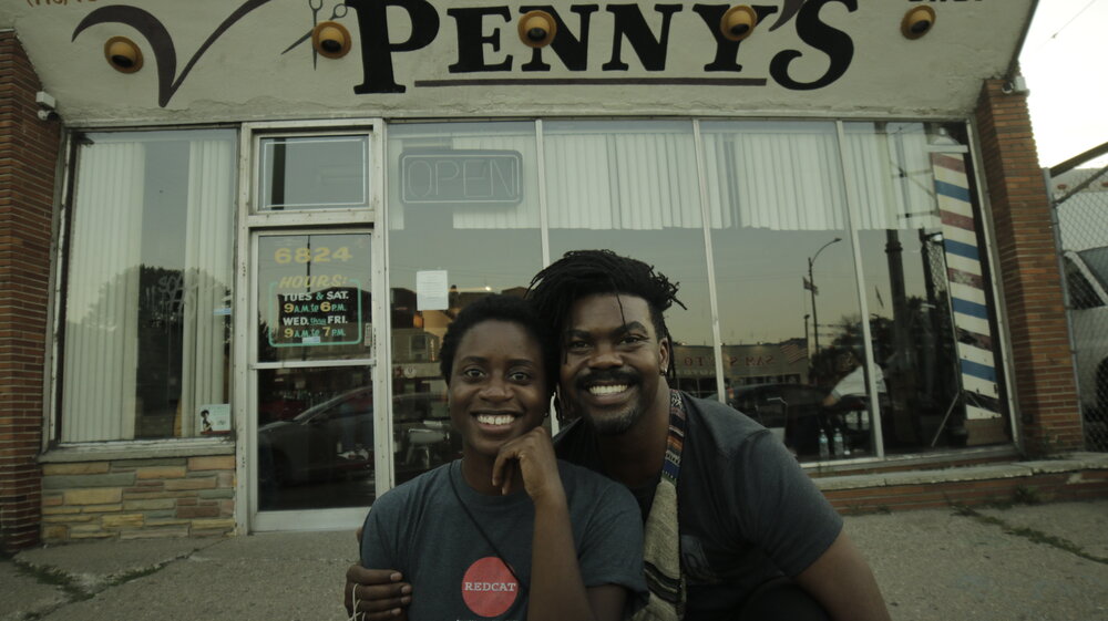 Paul and Katrina in front of Penny's - Take 5.JPG