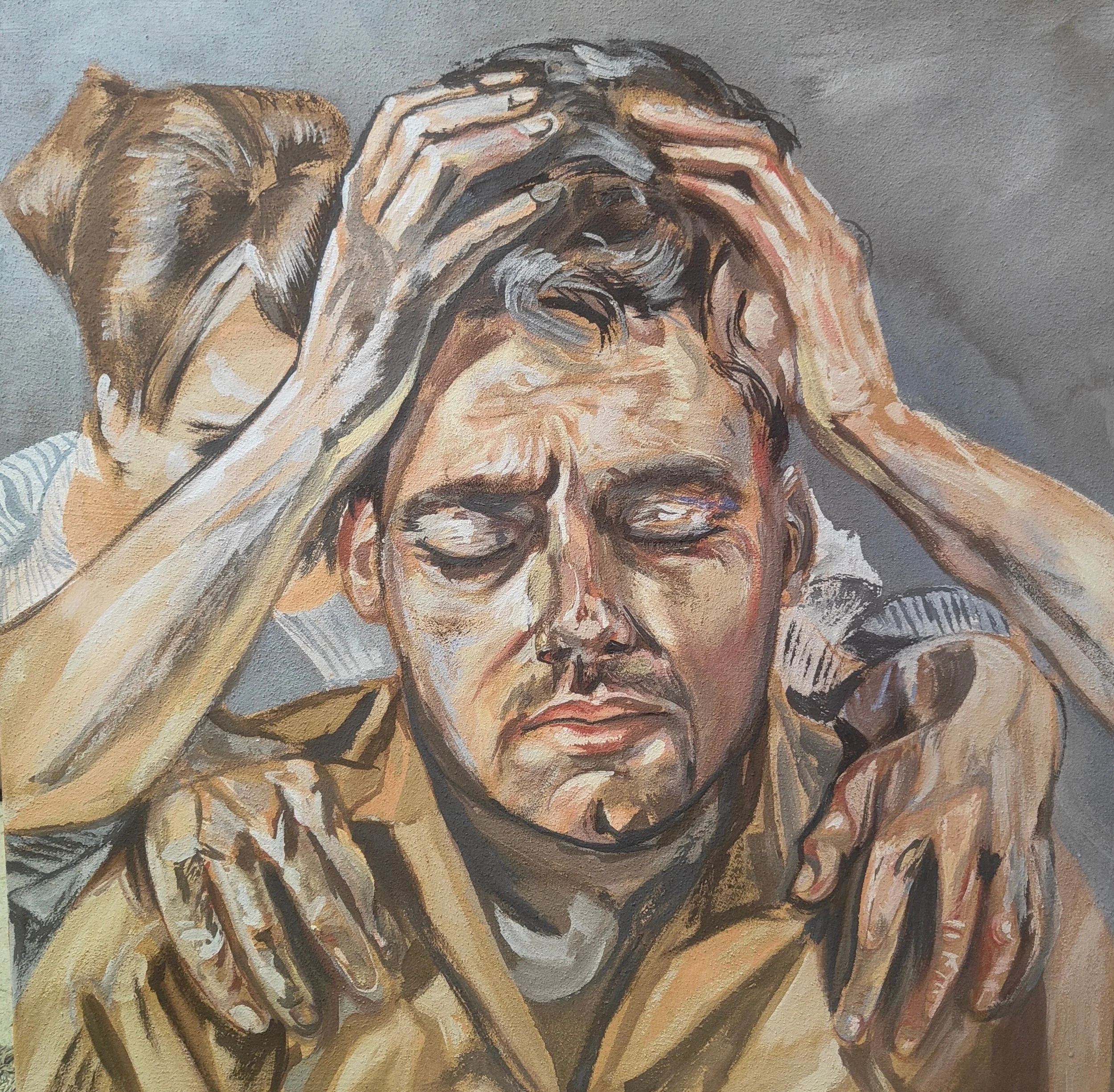 L’évasion de moi - Chaux et pigments sur toile - 80x80cm - Collection privée