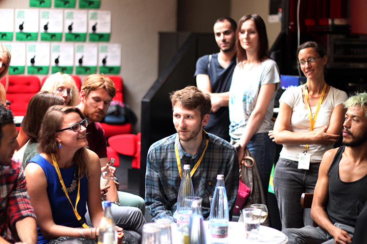 Freak composers Freya Berkhout and Danny Keig answering questions at Down Under Berlin. © 4th Down Under Berlin – Australian Film Festival, Anja Lindemann, Kristina Niemann, Lena Pflüger 2014.