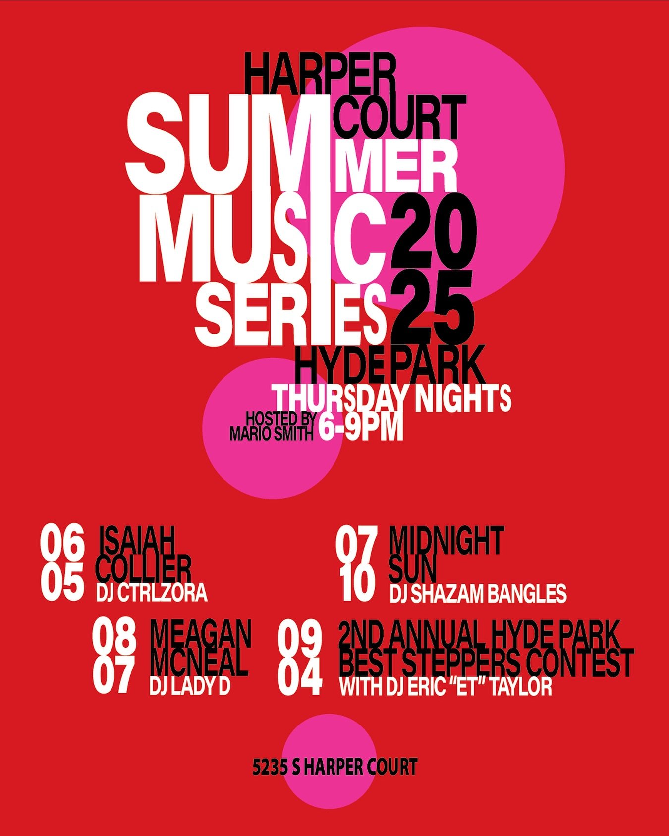 Excited to share the graphic promo I designed for the Harper Court Summer Music Series 2025! 💥 My inspiration for this design was to capture the bold energy and vibrant spirit of Hyde Park&rsquo;s summer nights, where live music and community come t