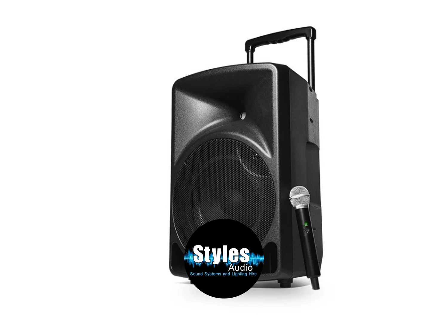 Battery Powered Mobile Sound System with Wireless Mic — PA and