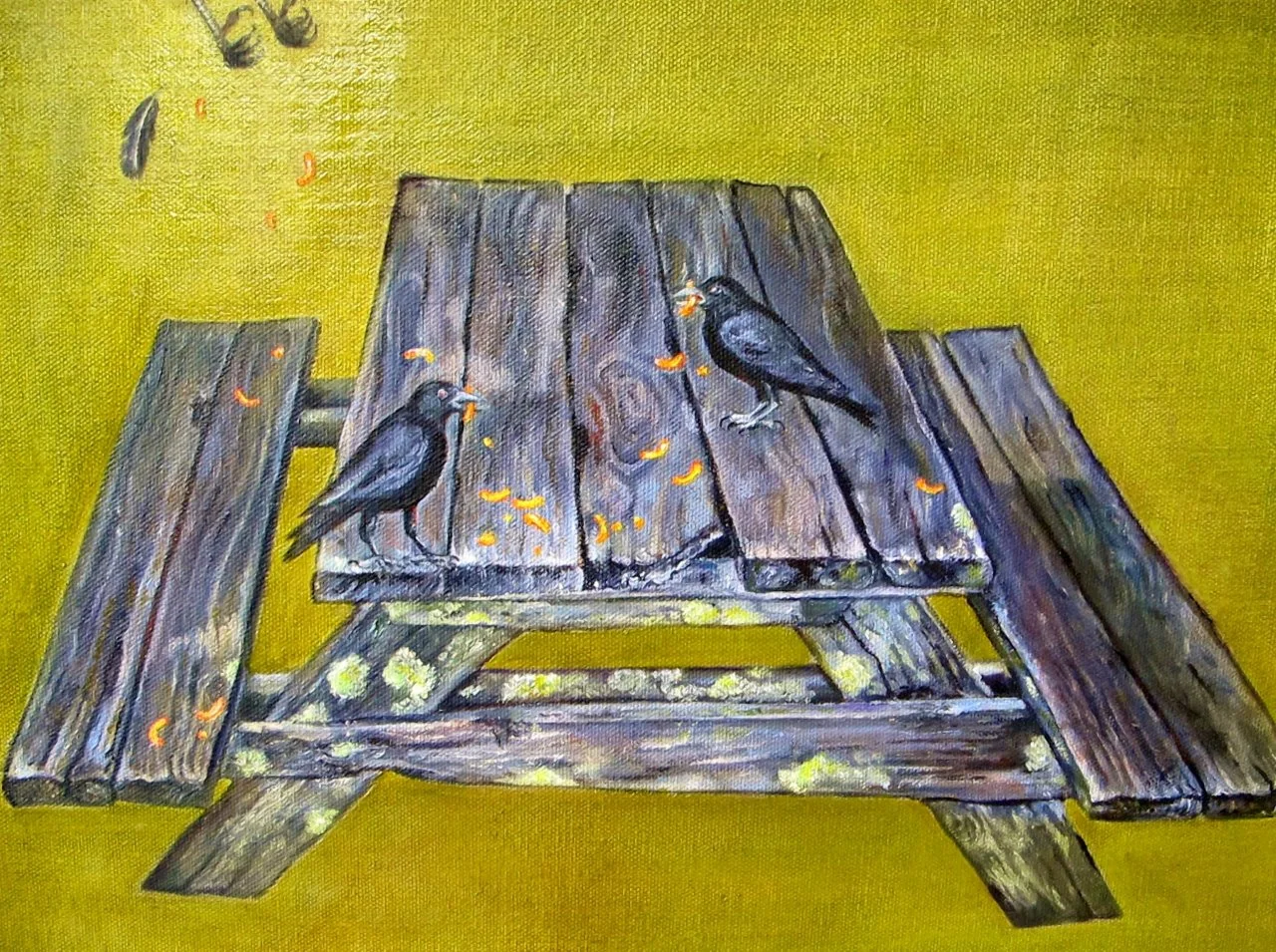 Picnic Crows , 2013 Oil on canvas, 12 x 16 inches